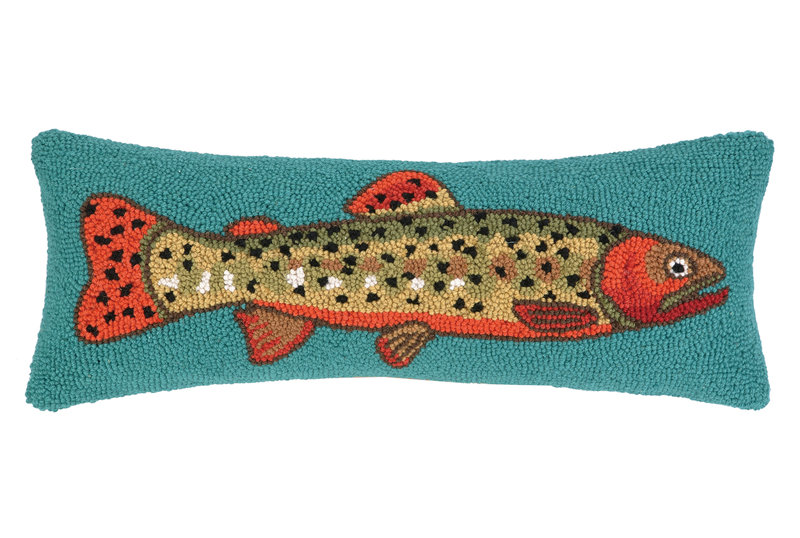 Peking Handicraft Trout Facing Right Hook Wool Lumbar Pillow & Reviews Wayfair